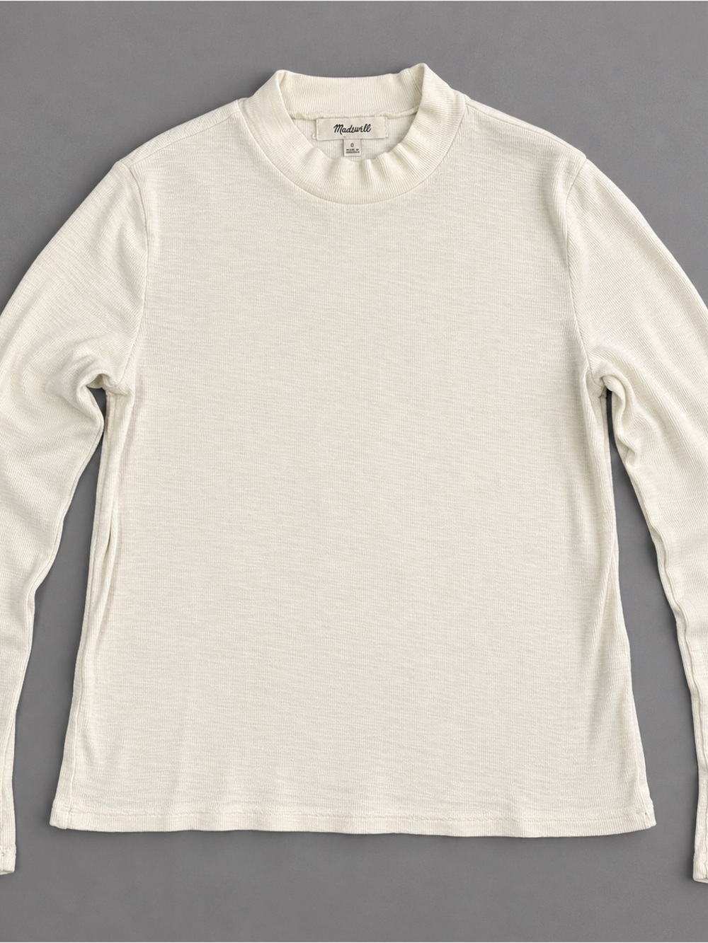 Madewell Ribbed Mock Neck Long Sleeve Top Cream Cotton Modal Small